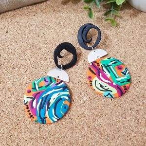 Handmade polymer clay drop earrings
